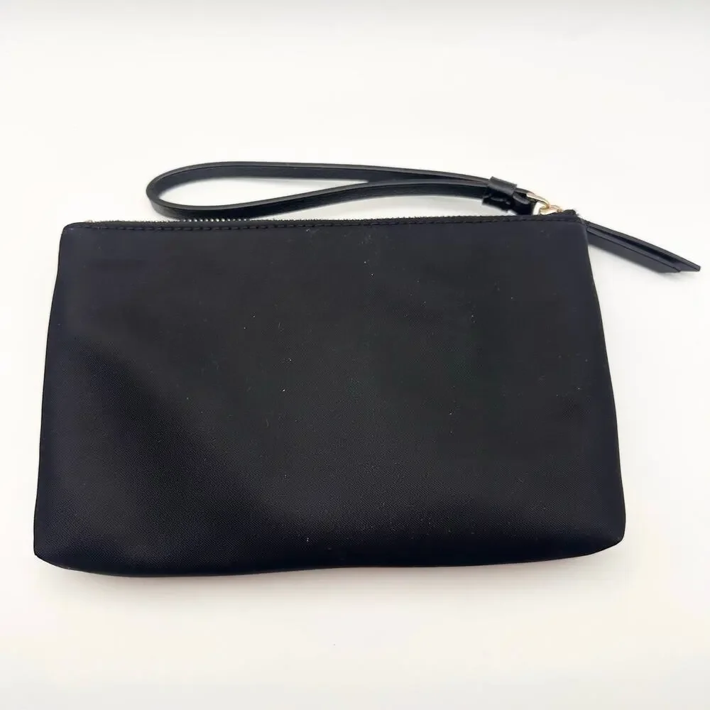 Kate Spade Jae Classic Black Nylon Double Zip Pocket Wristlet Wallet Pouch
